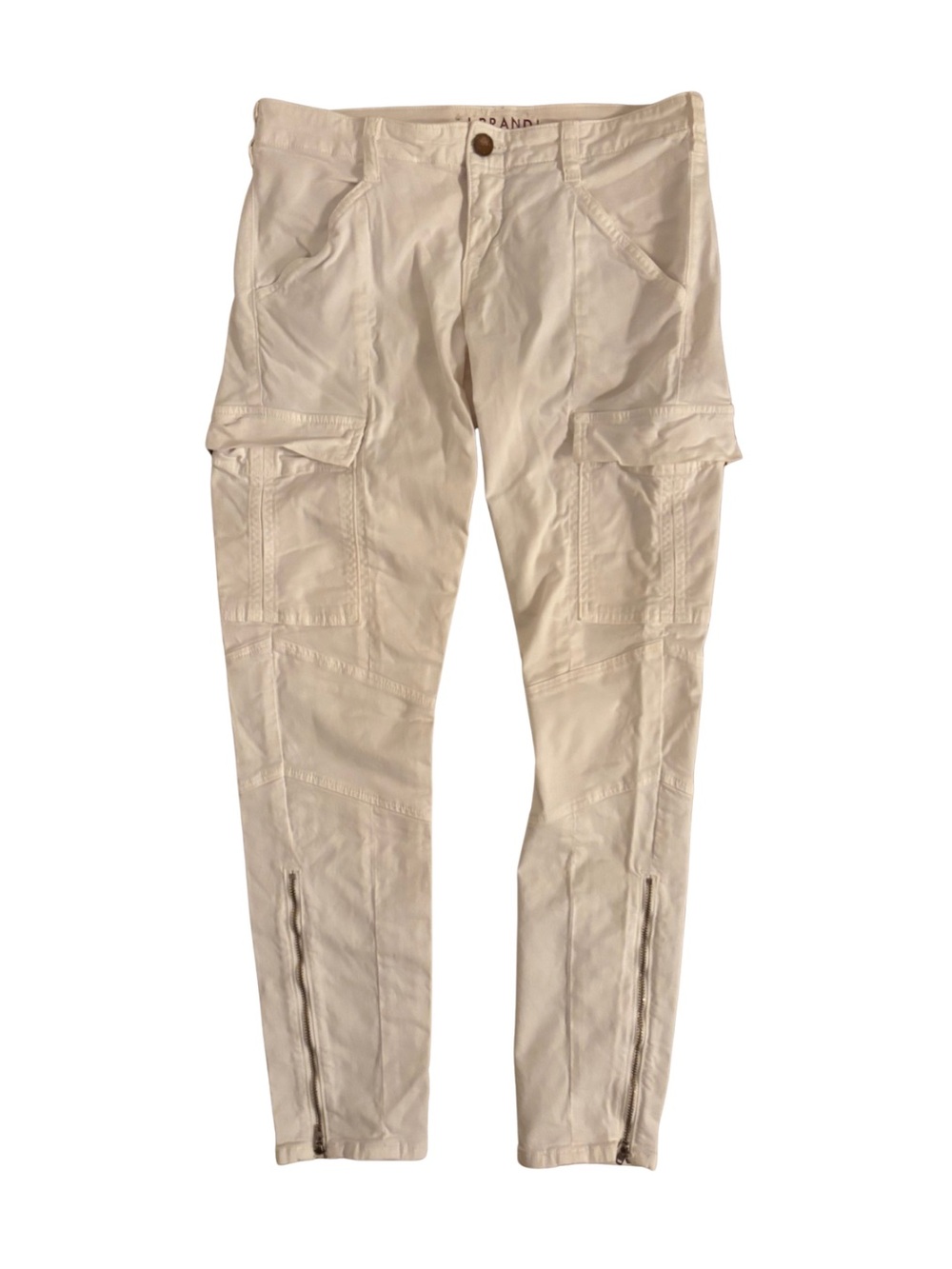 J Brand “Houlihan“ White Cargo Slim Pants with Ankle Zippers